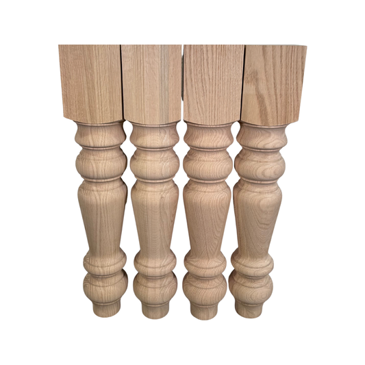 5" x 28.5" Chunky Farmhouse Table Legs, Oak, Unfinished, Set of 4