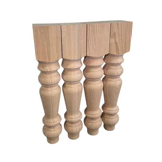 5" x 28.5" Chunky Farmhouse Table Legs, Oak, Unfinished, Set of 4