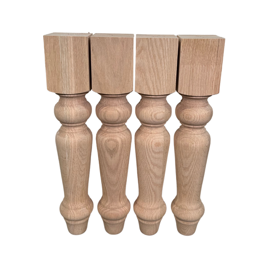 3" x 17" Chunky Farmhouse Coffee Table/Bench Legs, Oak, Unfinished, Set of 4