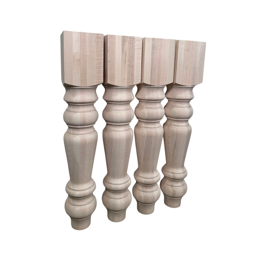 5" x 28.5" Chunky Farmhouse Table Legs, Hard Maple, Unfinished, Set of 4