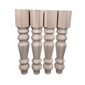 5" x 28.5" Chunky Farmhouse Table Legs, Hard Maple, Unfinished, Set of 4