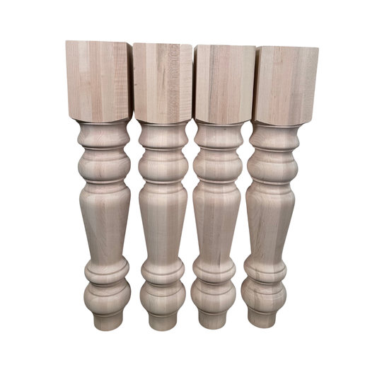 5" x 28.5" Chunky Farmhouse Table Legs, Hard Maple, Unfinished, Set of 4