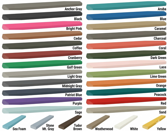 Poly Lumber (3 Pack) 2" x 4" x 44" Multiple Colors Available