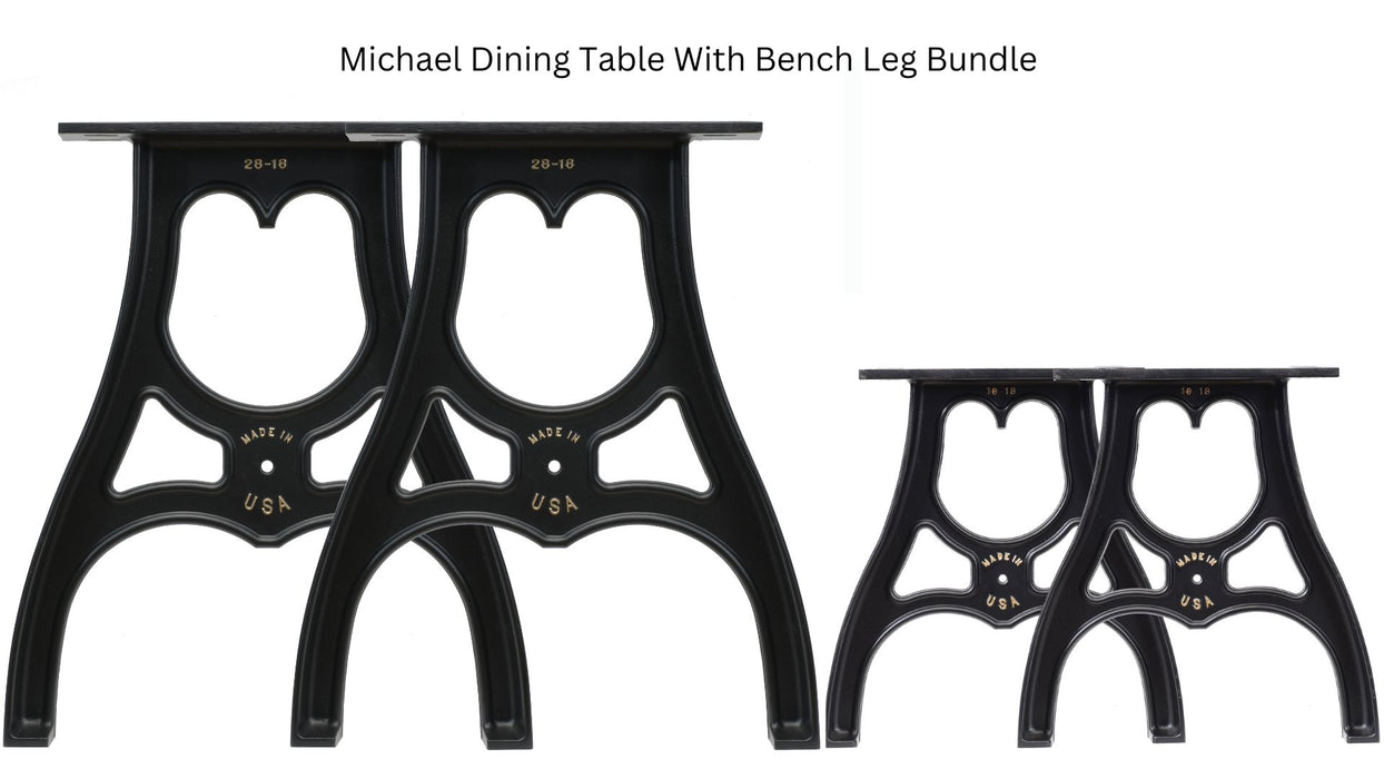 Cast Aluminum Table Legs With Bench Legs Bundle (Michael Collection)