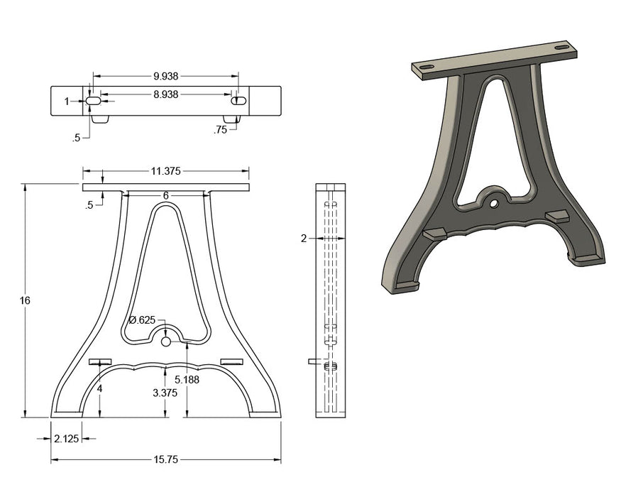 Cast Aluminum Table Legs With Bench Legs Bundle (Sutton Collection)