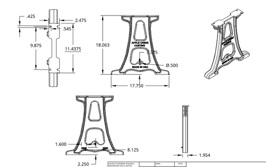 18" Cast Aluminum Table Legs (Lewis), Set of 2