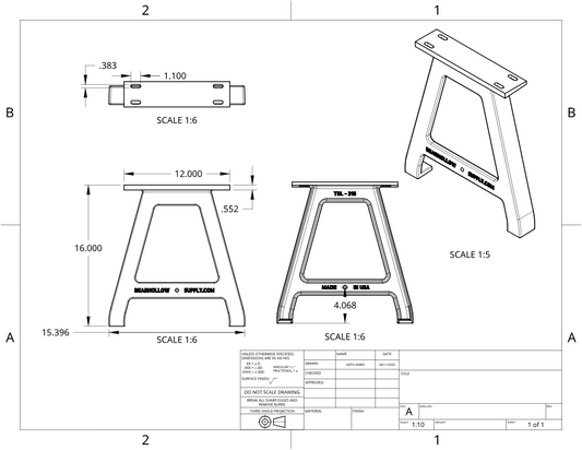 16" Cast Aluminum Table Legs (Roman), Set of 2
