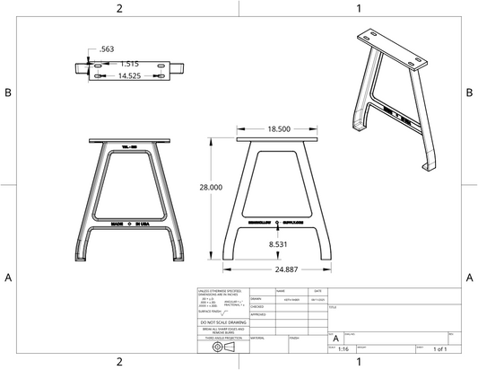 28" Cast Aluminum Table Legs (Roman), Set of 2