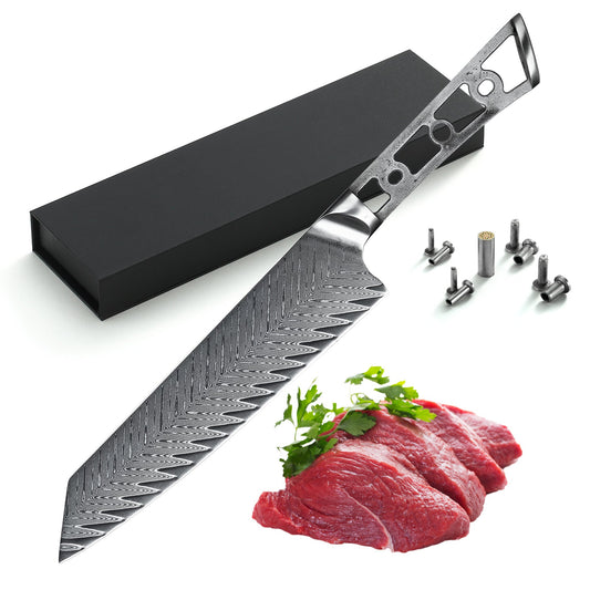 AUS-10 DAMASCUS 8-IN KIRITSUKE CHEF KNIFE BLANK BLADE, THUNDER-X SERIES, EXTRA WIDE BLADE 50MM