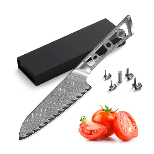 AUS-10 DAMASCUS 5-IN SANTOKU KNIFE BLANK BLADE, THUNDER-X SERIES