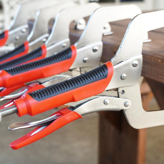 Massca Locking Face Clamp | Heavy Duty C-Clamps with Swivel Pads | Made from Strong High-Grade Carbon Steel for Home & Workshop Use | 11 Inch