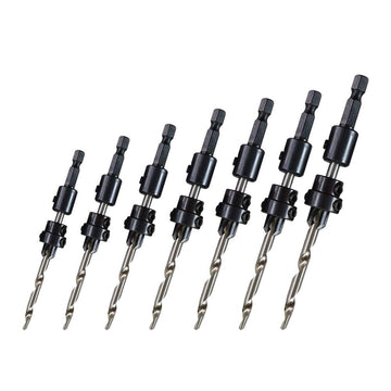 Big Horn 13203 7 Piece Countersink Drill Bit Set with Quick-Change Hex Shank Adapters