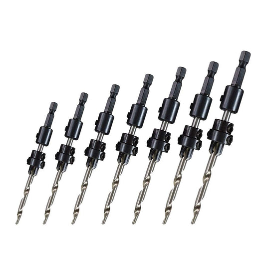 Big Horn 13203 7 Piece Countersink Drill Bit Set with Quick-Change Hex Shank Adapters