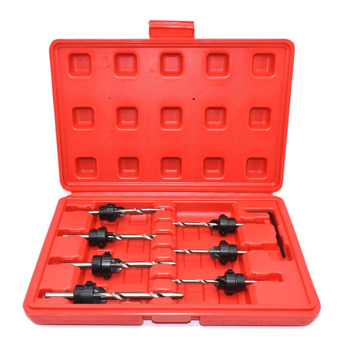 Big Horn 13203 7 Piece Countersink Drill Bit Set with Quick-Change Hex Shank Adapters