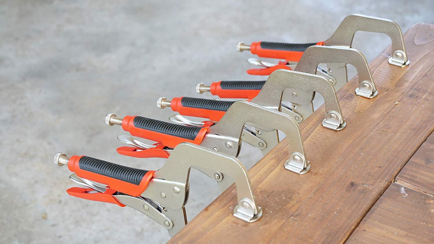 Massca Locking Face Clamp | Heavy Duty C-Clamps with Swivel Pads | Made from Strong High-Grade Carbon Steel for Home & Workshop Use | 11 Inch