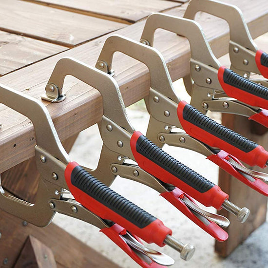 Massca Locking Face Clamp | Heavy Duty C-Clamps with Swivel Pads | Made from Strong High-Grade Carbon Steel for Home & Workshop Use | 11 Inch