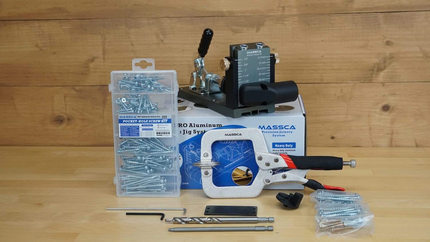 Massca Pro Aluminum Pocket Hole Jig System M1 | Bundle #2