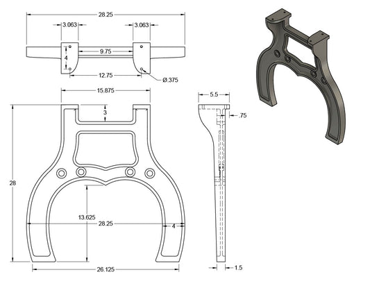 28" Cast Aluminum Table Legs (Grant), Set of 2