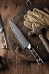 AUS-10 DAMASCUS 8-IN GYUTO CHEF KNIFE BLANK BLADE, THUNDER-X SERIES