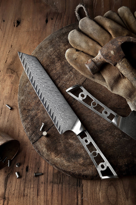 AUS-10 DAMASCUS 8-IN KIRITSUKE CHEF KNIFE BLANK BLADE, THUNDER-X SERIES, EXTRA WIDE BLADE 50MM