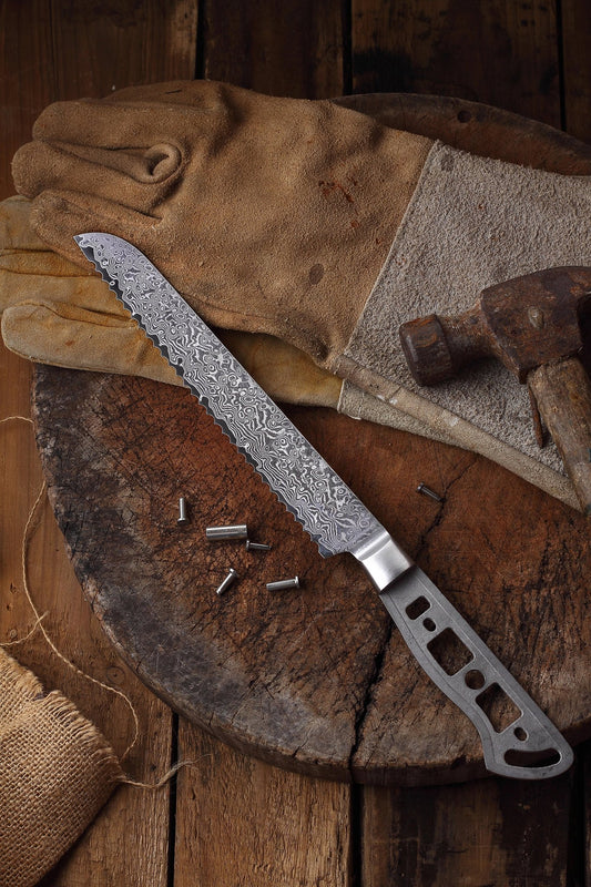 AUS-10 DAMASCUS 8-IN BREAD KNIFE BLANK