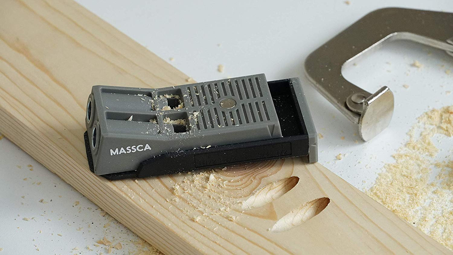 Massca Twin Pocket Hole Jig Set Box | Adjustable & Easy to Use Joinery Woodworking Tool w/Drill Bit, Hex Key, Screws, Square Driver & Stop Collar